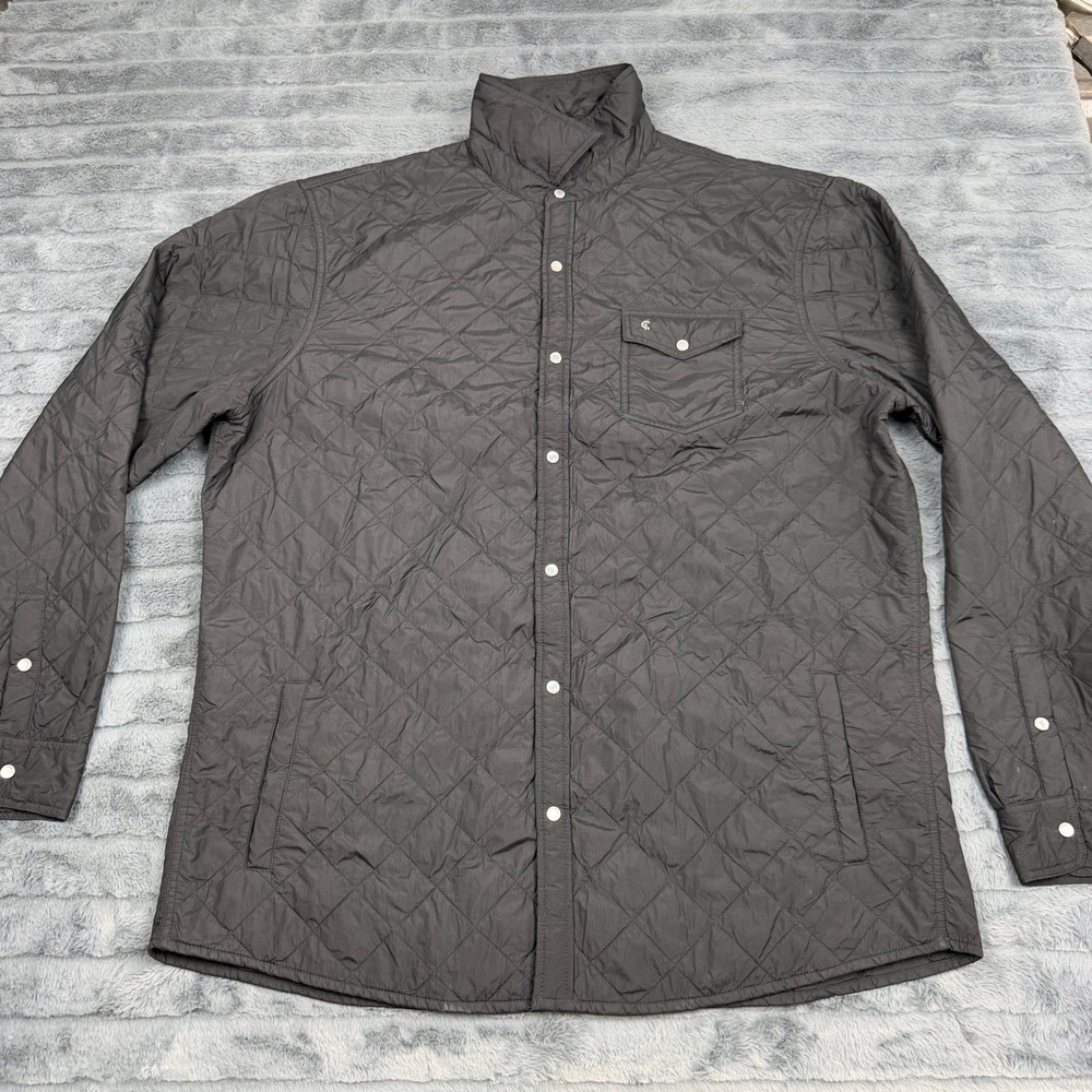 Criquet Shirts Mens XXL Quilted Snap Front Jacket Black Diamond Quilt Pullover